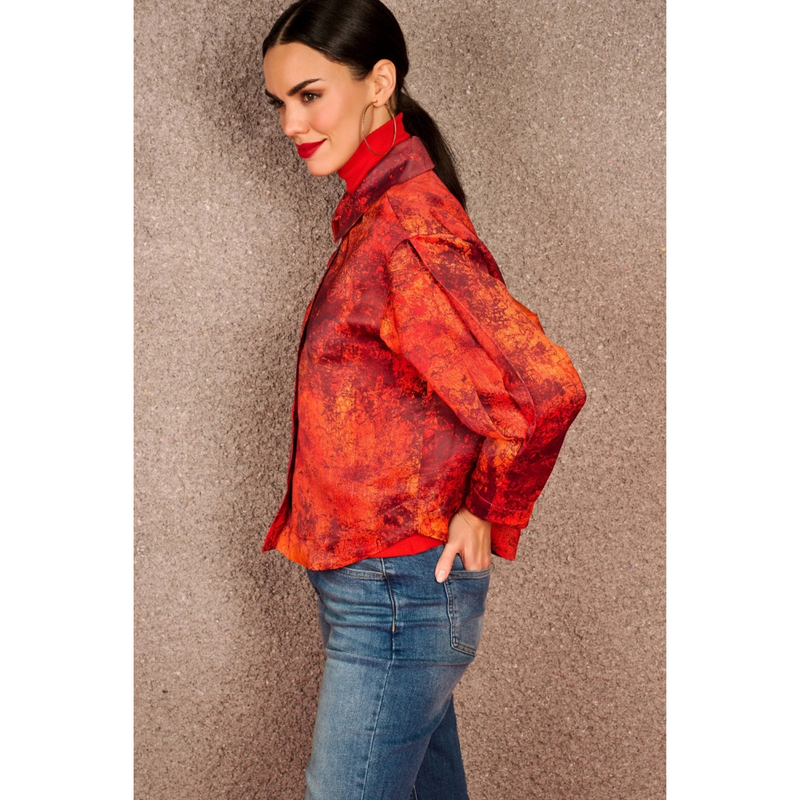 DUE AMANTI - BLOES - AUREA PRINTED BLOUSE - VULCANO