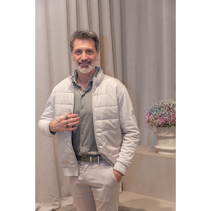 GENTILUOMO - VEST - CARDIGAN ZIP - SAND