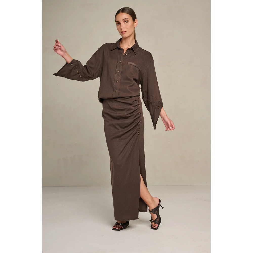 MARCH23 - ROK - W_SKIRT COSTANZA - CHOCOLAT