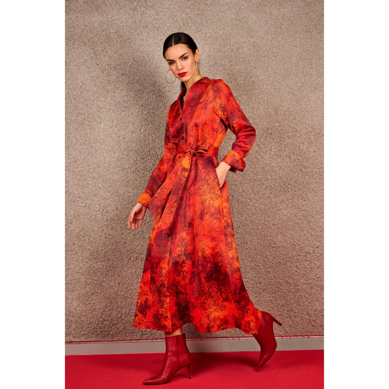 DUE AMANTI - KLEED - LUBY PRINTED LONG DRESS - VULCANO