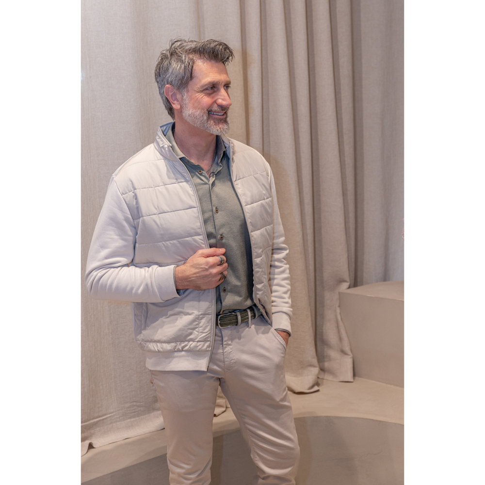 GENTILUOMO - VEST - CARDIGAN ZIP - SAND