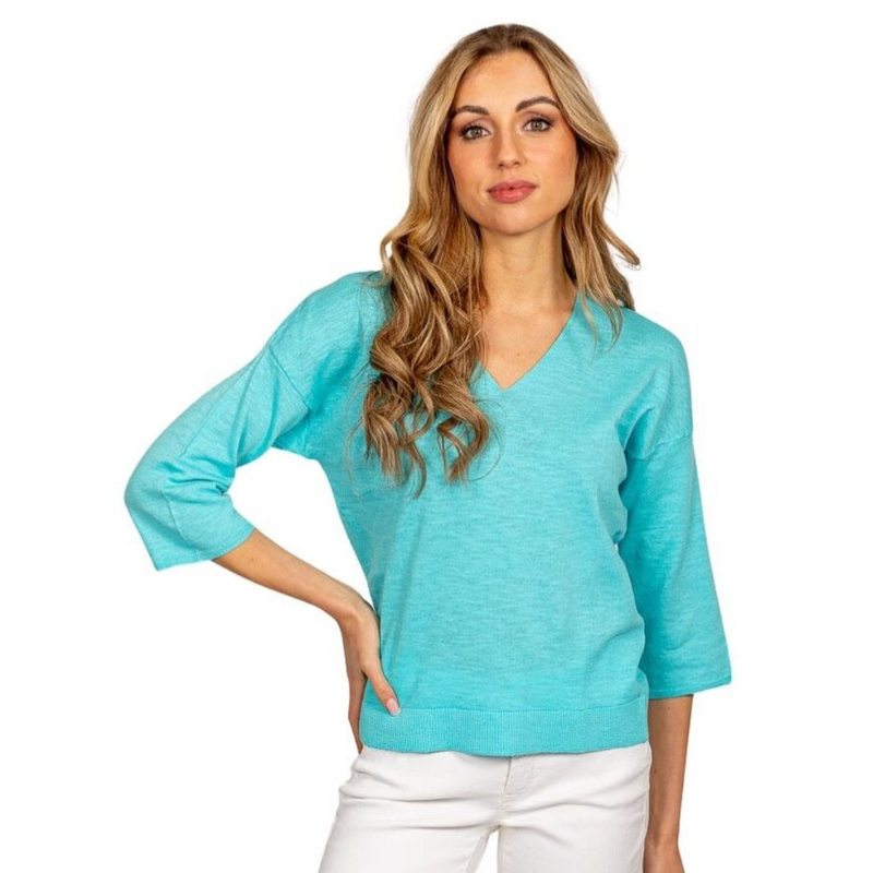DUE AMANTI - PULL - FLORALI - PULLOVER V NECK - TIFFANY