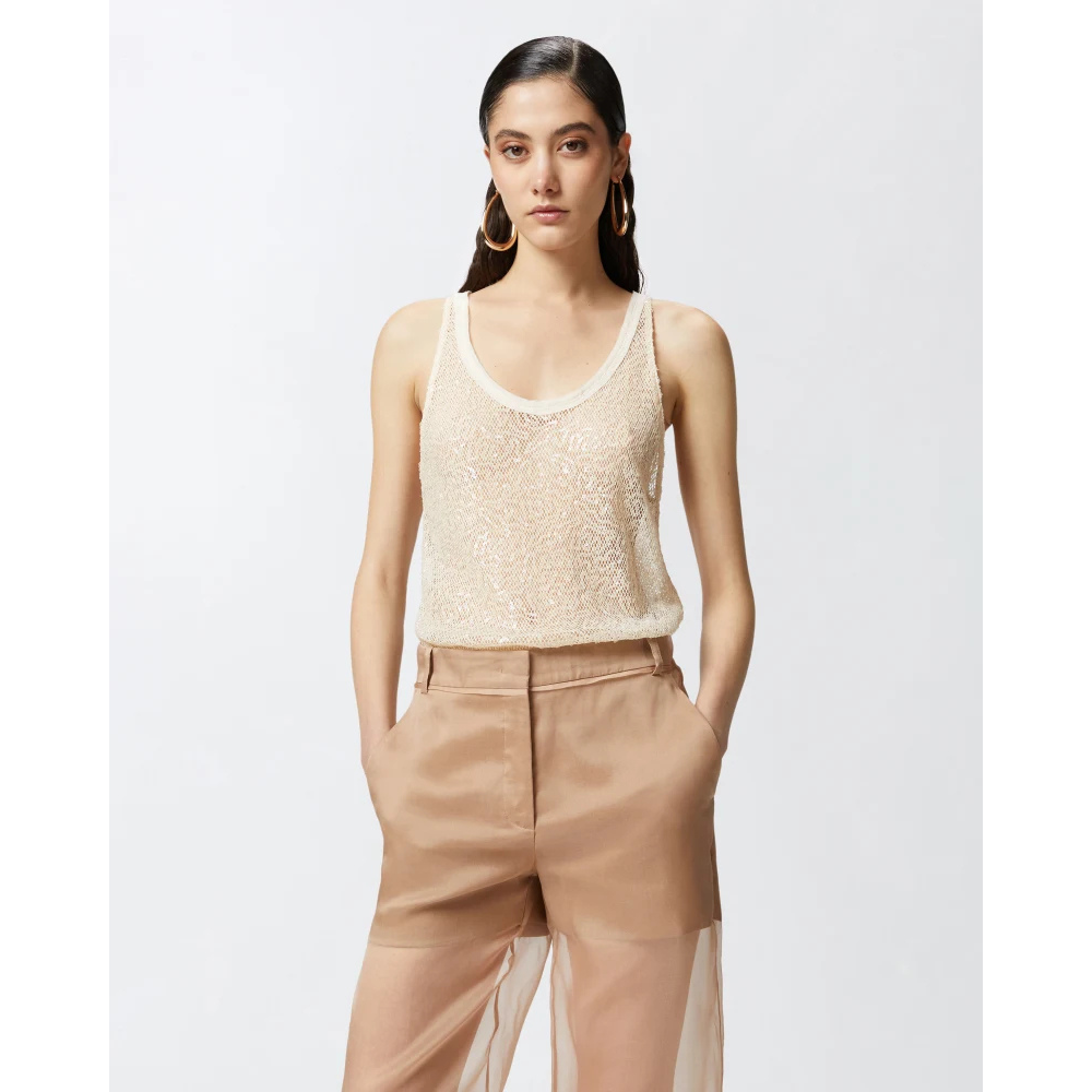 PINKO - TOP - WAITING TANK TOP - BEIGE