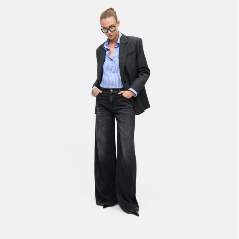 CAMBIO - JEANS - PALAZZO PATCH - RIGID DARK USED