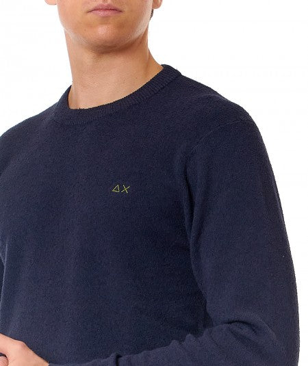 SUN68 - PULL - ROUND NECK BOUCLE - NAVY