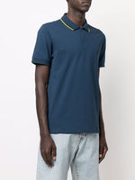 SUN68 - POLO SMALL STRIPE ON COLLAR - AVIO SCURO