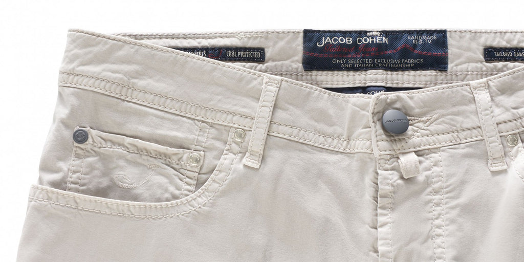 JACOB COHËN - J688 COMFORT - SLIM FIT COTTON TROUSERS - GRIGIO CHIARO