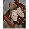 MARCH23 - SLIPPER - ICONIC FLAT MULE - IVORY LEATHER