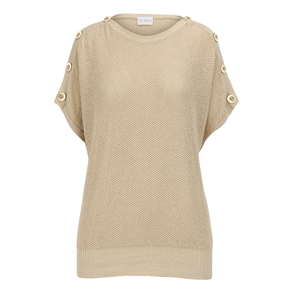 DUE AMANTI - IRIS PULL SHORT SLEEVES BUTTONS - ARTIC SAND