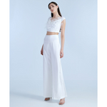 ACCESS - STRAIGHT LEG SATIN PANTS - OFF WHITE